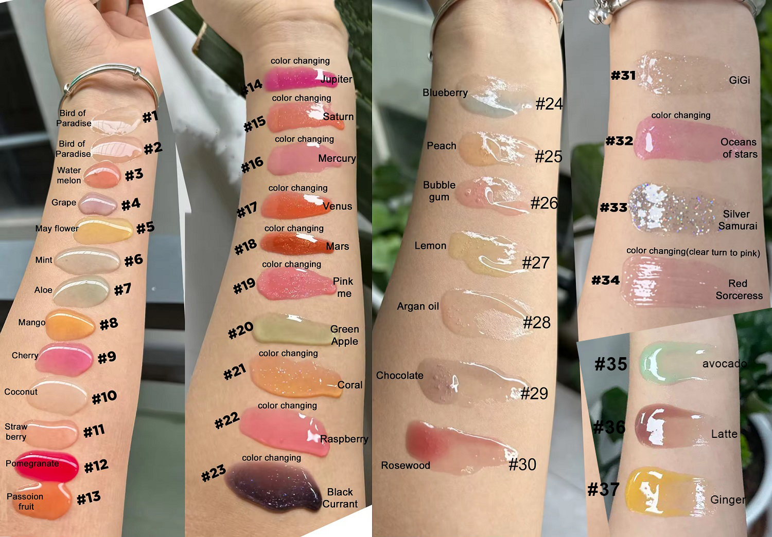 Nuances d'huile à lèvres