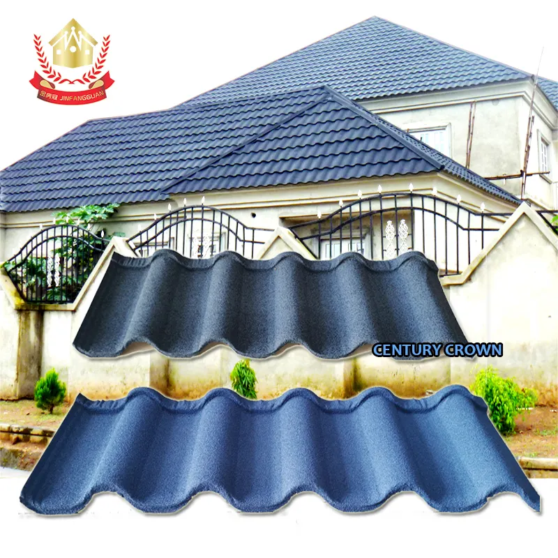 Guangzhou Blue roof tiles aluminium zinc stone coated roofing sheet 0.5mm high quality metal roofing sheet 50 years