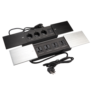 Caja de enchufe emergente de mesa de conferencia de aleación de aluminio multifuncional con 2 puertos de salida USB cubierta deslizante oculta enchufe de escritorio - Product Image 4
