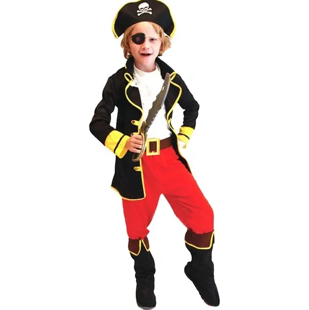 Детский Пиратский костюм Капитан Джек Косплей Набор для вечеринки Хэллоуин платье