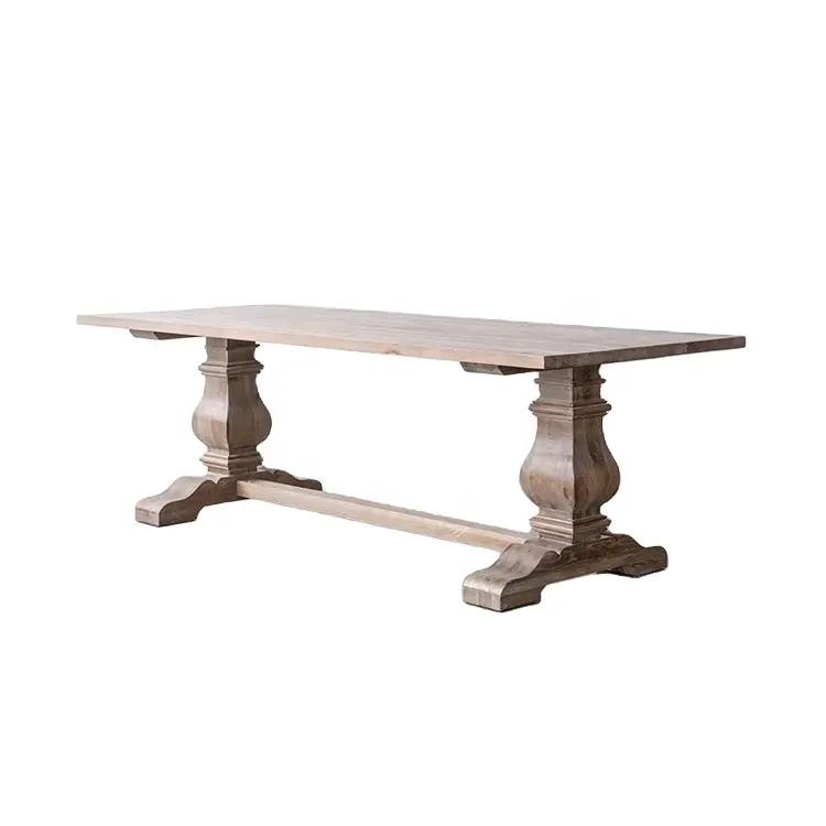 Gran oferta de muebles de madera para el hogar, mesa de comedor de madera francesa antigua plegable para 8 personas, mesa de comedor italiana pintada a mano de madera