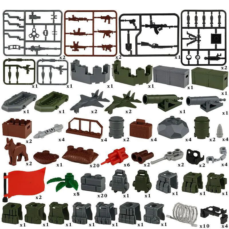 Militär Serie Waffen paket Army City Bausteine WW2 SWAT Soldaten Zubehör Ziegel Spielzeug für Kinder