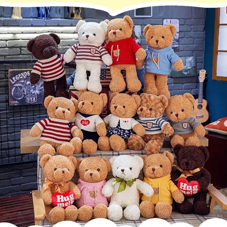 Personalizado Soft Toys Teddy fazer o seu próprio brinquedo de pelúcia Urso Atacado Pelúcia Recheada Bonito Com camisola Teddy Bear Para Presente De Aniversário