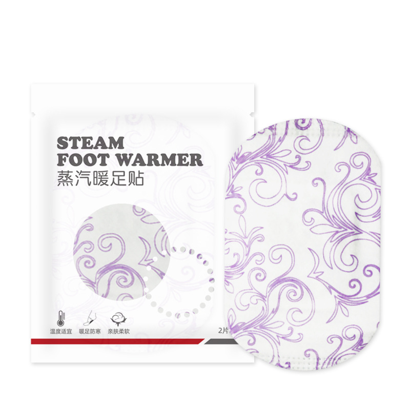 clear Purple flower foot warmer-2 stickers/bag