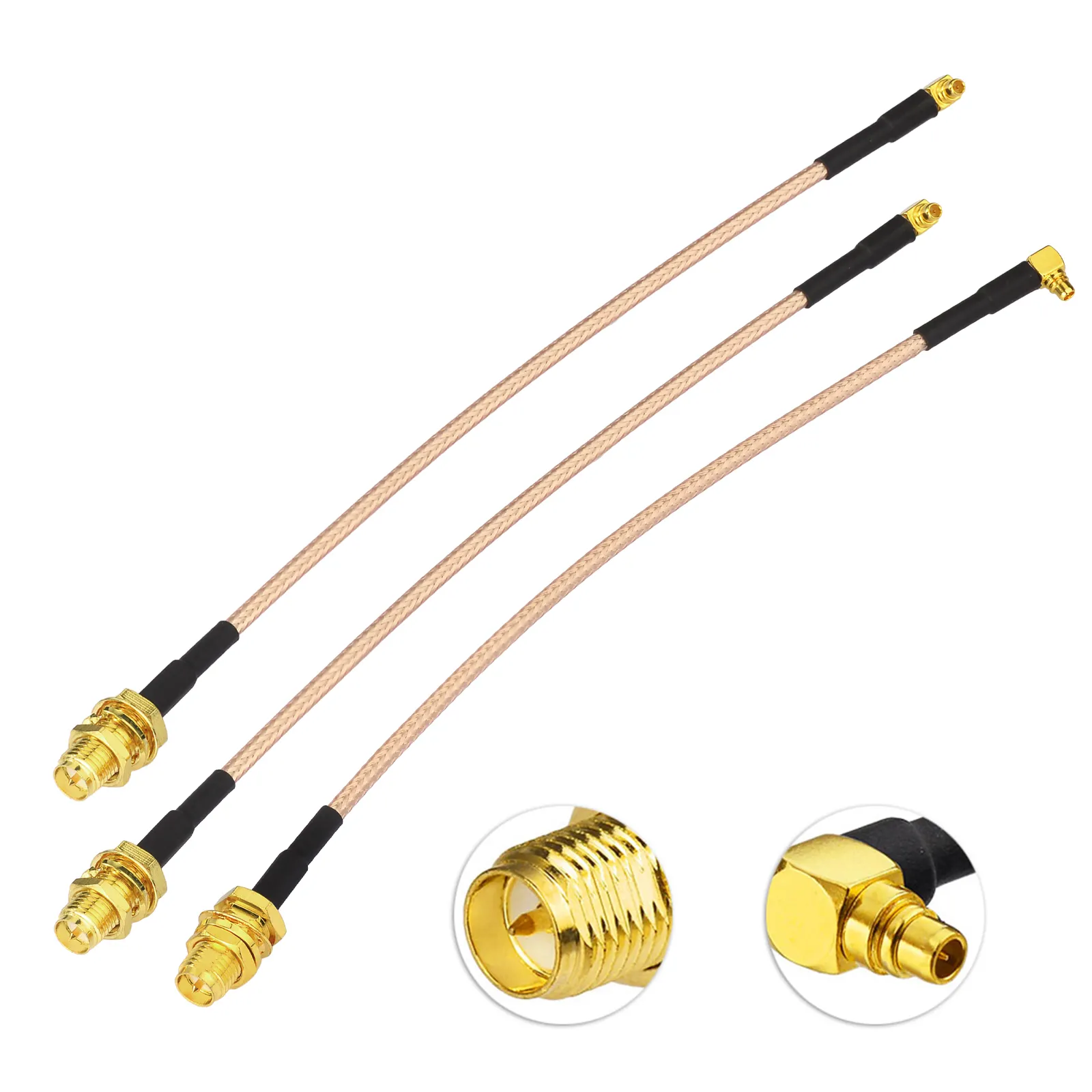 Mamparo hembra SMA a MMCX Ángulo recto RG316 Coaxial Pigtail RF Cable de puente