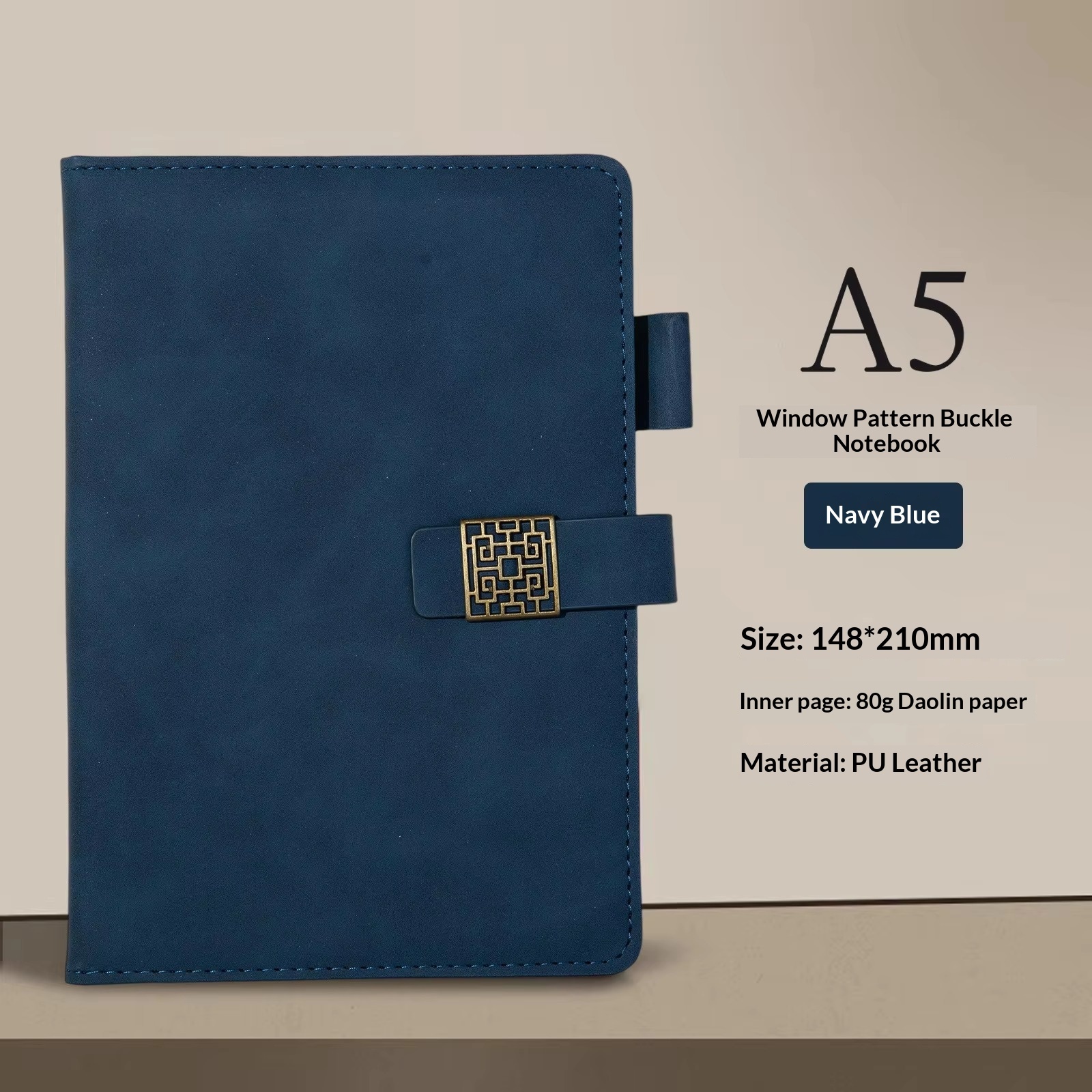 Azul marino - Carpeta de cuadrícula A5 - 100 hojas, 200 páginas