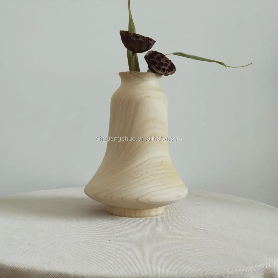 Vase décoratif rond en bois, artisanat décoratif à la main, décoration pour la maison, 2020