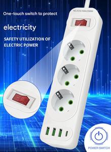 Enchufe de interruptor estándar europeo USB 3,0 + Tipo-c Enchufe de 1 orificio Tablero de cableado de alimentación del hogar - Product Image 2