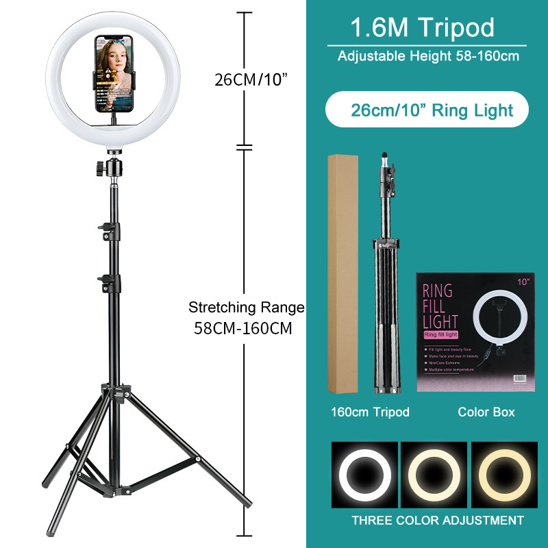 Trépied 1,6M + anneau lumineux 10"