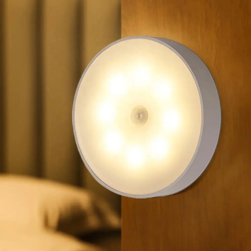 Luz LED con Sensor de movimiento, USB luces nocturnas, lámpara recargable para cocina, dormitorio, escaleras, pasillo, armario, armario, luces nocturnas