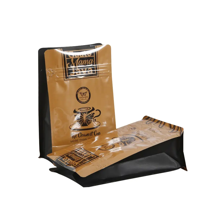 Personalizado impresso oito lado selo papel café feijão embalagem saco stand up zip lock bolsa saco de café