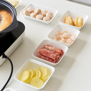 多功能烹饪托盘白色食品级塑料餐盘可重复使用的可堆叠方形矩形盘套装派对3145 - Product Image 3