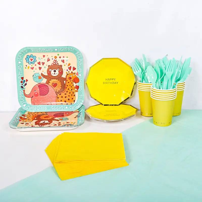 Vaisselle jetable thème Zoo pièces, fournitures pour fête d'anniversaire, fête zoo pour enfants