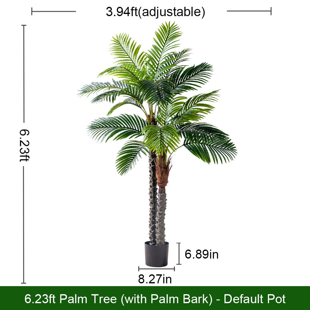 Palmier à écorce naturelle de 190 cm (6,23 pi) avec pot de démarrage lesté