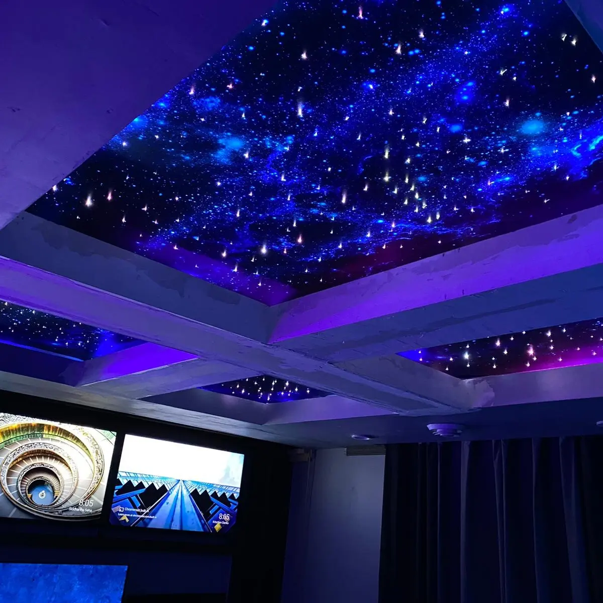 MSD UV-gedruckte weiche Folie PVC Stretch Decke Film Design Himmel Thema blauen Himmel und weiße Wolken ues im Showroom