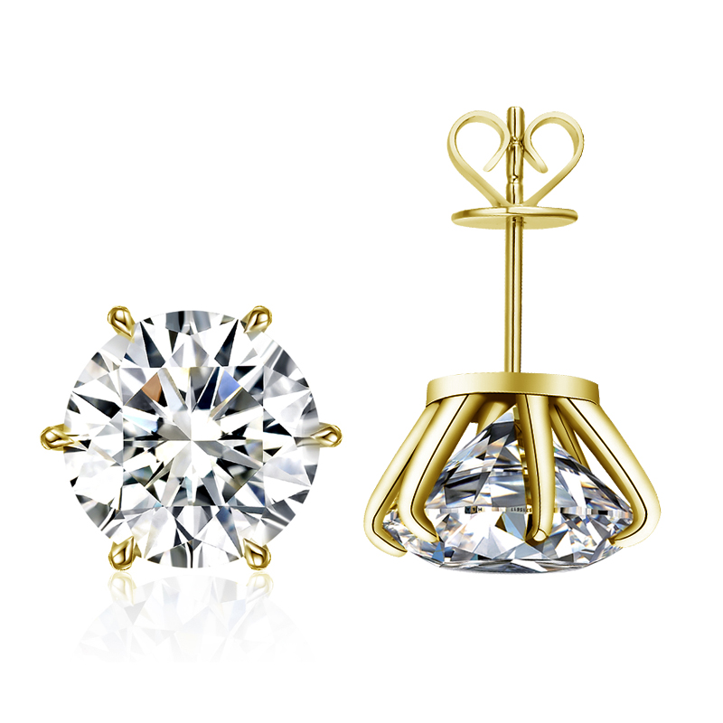 Boucles d'oreilles en or jaune 10 carats avec diamants de laboratoire