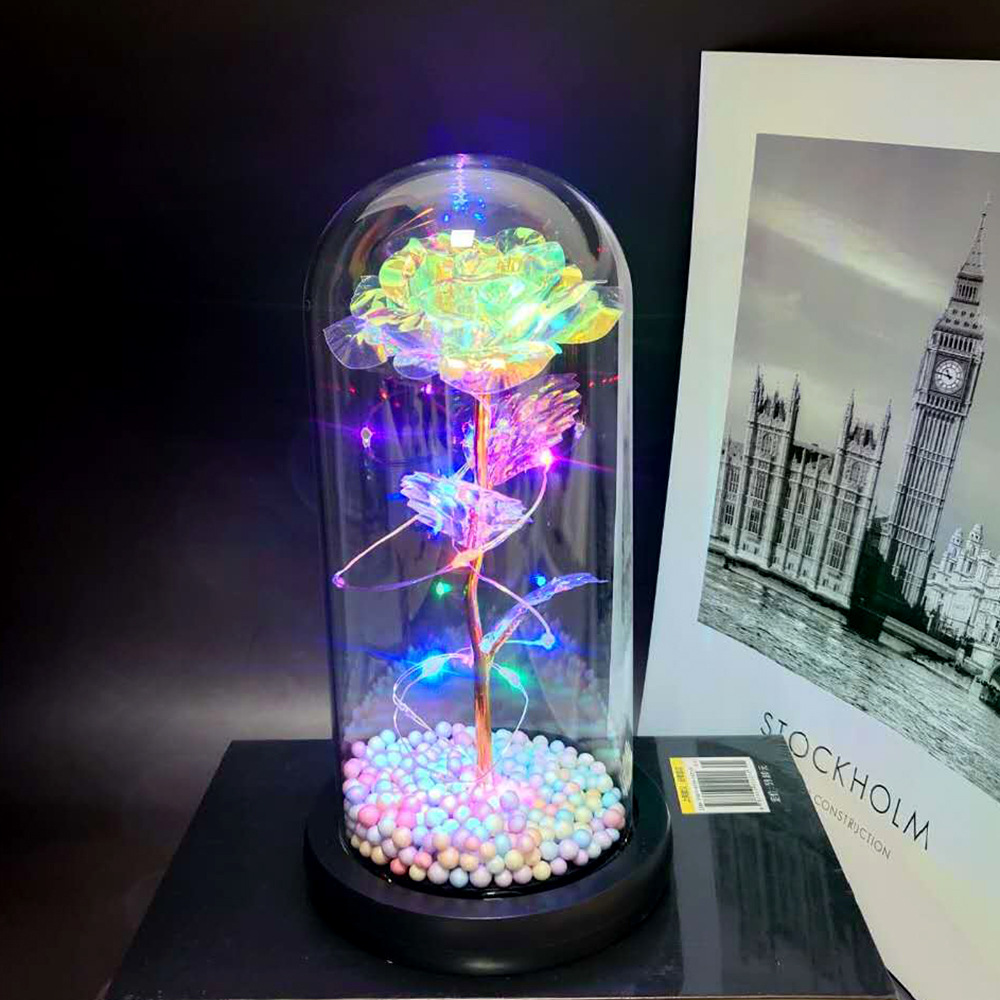 #Caja rosa con cúpula de cristal para lámpara de 8 colores.