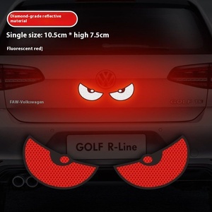Yaratıcı yansıtıcı şeytan gözler araba Sticker/çıkartmaları 2 arabalar için adet/takım gece görüş anti-çarpışma uyarı - Product Image 4