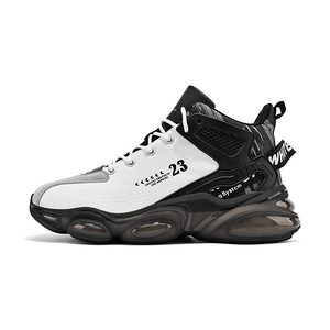 Mùa xuân mới của nam giới thoáng khí da cao-top Giày bóng rổ thể thao chạy Sneakers với chiều cao tăng thiết kế - Product Image 1