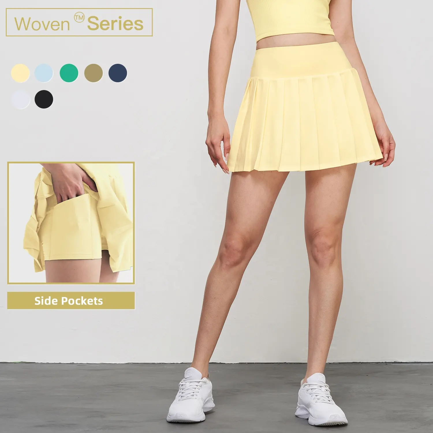 Venta al por mayor 2 en 1 pieza mujeres vestido de golf con pantalones cortos bolsillos laterales personalizados faldas de tenis