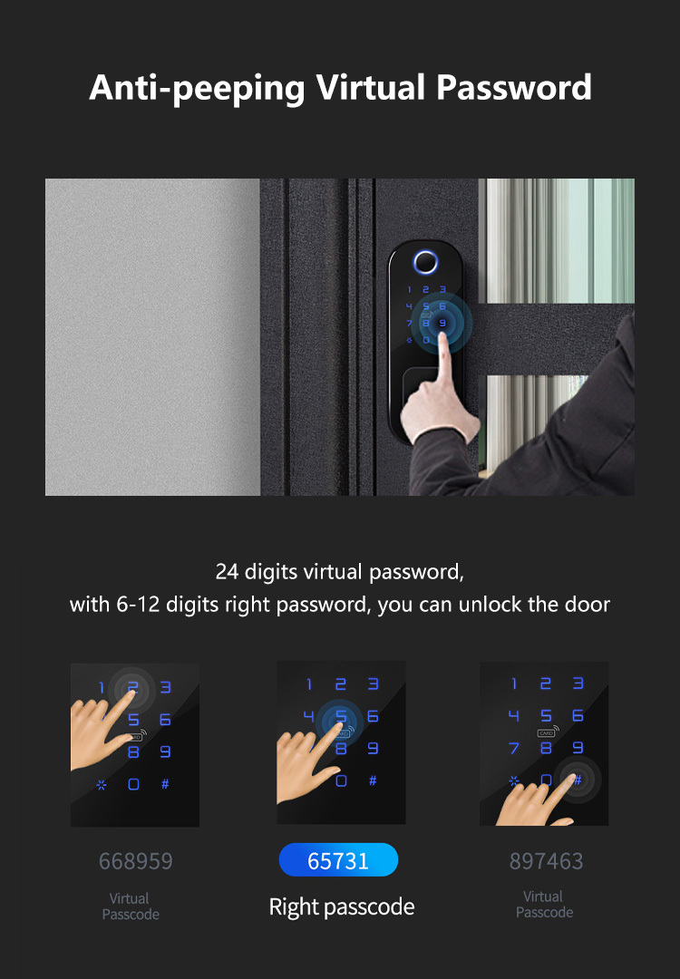 Tediton WIFI Safe Gate Push Pull Combination Fingerprint Smart Digital Lock by Tuya APP