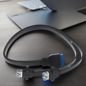 IDC 20 Pin USB 3.0 uzatma veri kablosu vida paneli anakart kadın 2 ayrı düz kordonlar kablosu - Product Image 5