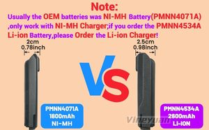 7.4V 2600mAhリチウムイオン交換用バッテリーマグワンBPR40 A8 A8i PMNN4534A双方向無線バッテリー - Product Image 4