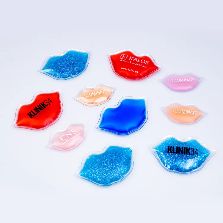 En gros personnalisé chaud froid lèvre gel pack réutilisable lèvre glace pack refroidissement lèvre gel pack