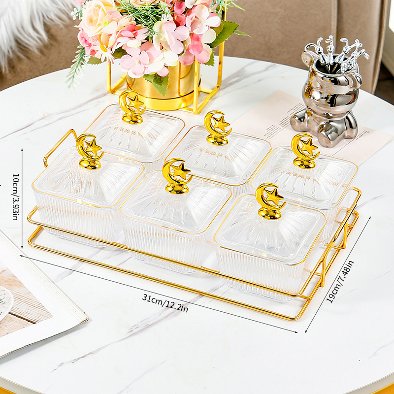 6 transparent square dish phnom penh moon star square gold rack