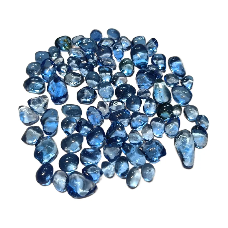 Muestra gratis 6-9mm cuentas de cristal azul claro canicas rocas gemas para jardín de acuario