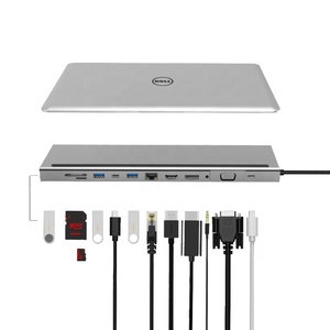 12 In 1 usb-c Hub ile ekran bağlantı noktası 8K Hdtv tip C istasyonu yerleştirme standı gri Dp mst Hub çift ekran tipi C Hub üçlü ekran - Product Image 1