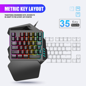 Juego de teclado y ratón mecánico con cable USB RGB retroiluminado, conjunto de 35 teclas para ordenador portátil, PC, 2 en 1