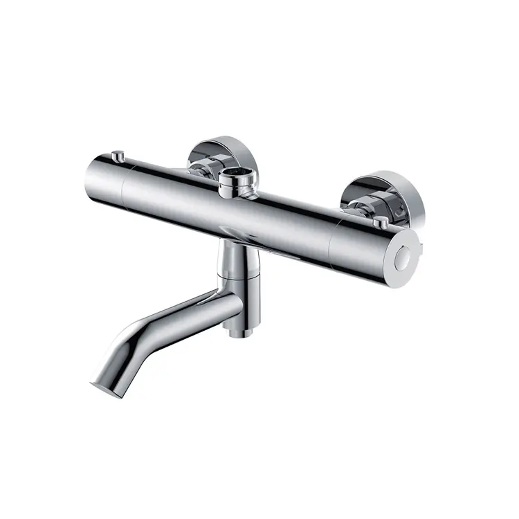 Chrome Bathroom Rainfall Square Thermostat Valve Showers Thermostatic Bathtub Mixer With Long Spout