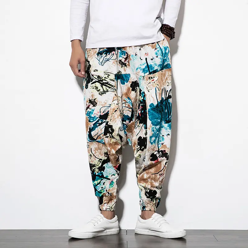 Erkekler için Harem pantolon trendy çiçek pantolon slacks hip hop dans pantolon erkekler için