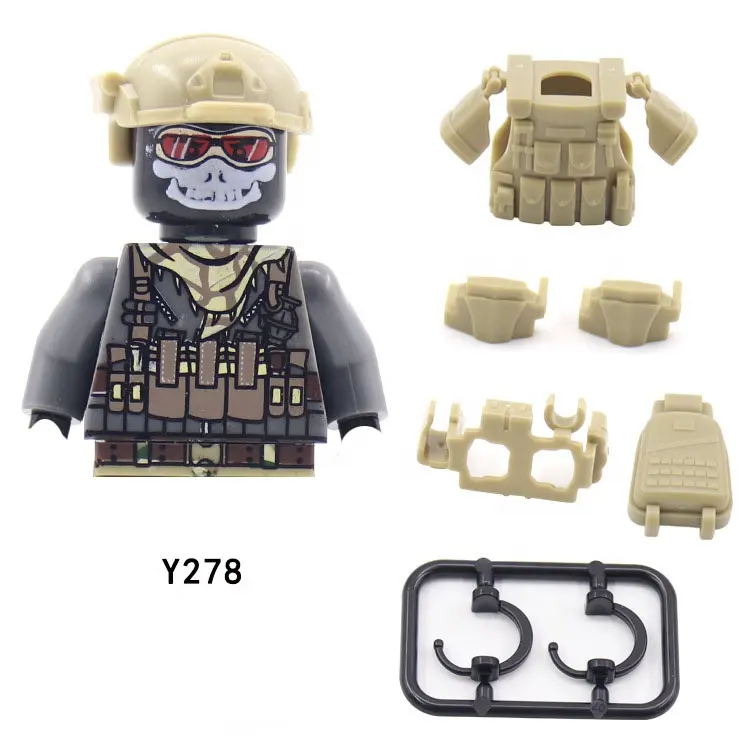 2024 Mini mais recente militar fantasma especial polícia estatueta conjunto colete mochila cinto arma bloco de construção guerra personagem brinquedo