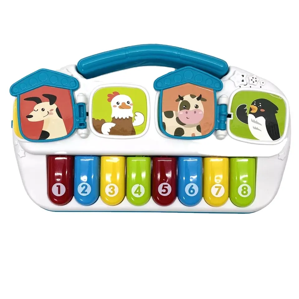 Atacado instrumentos musicais brinquedos de aprendizagem teclado animal brinquedos musicais piano de granja para crianças bebês