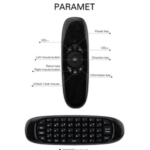Mini teclado Air Mouse inalámbrico recargable C120 de 2,4 GHz Control remoto retroiluminado Universal para teclados de juegos de TV de ordenador