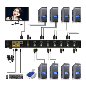 JideTech USB <strong>KVM</strong> <strong>Switch</strong> <strong>8</strong> Port up to 4K@30Hz Resolution with USB 2.0 Hub Hotkey Mouse Switching for Linux, Windows, Mac, Unix