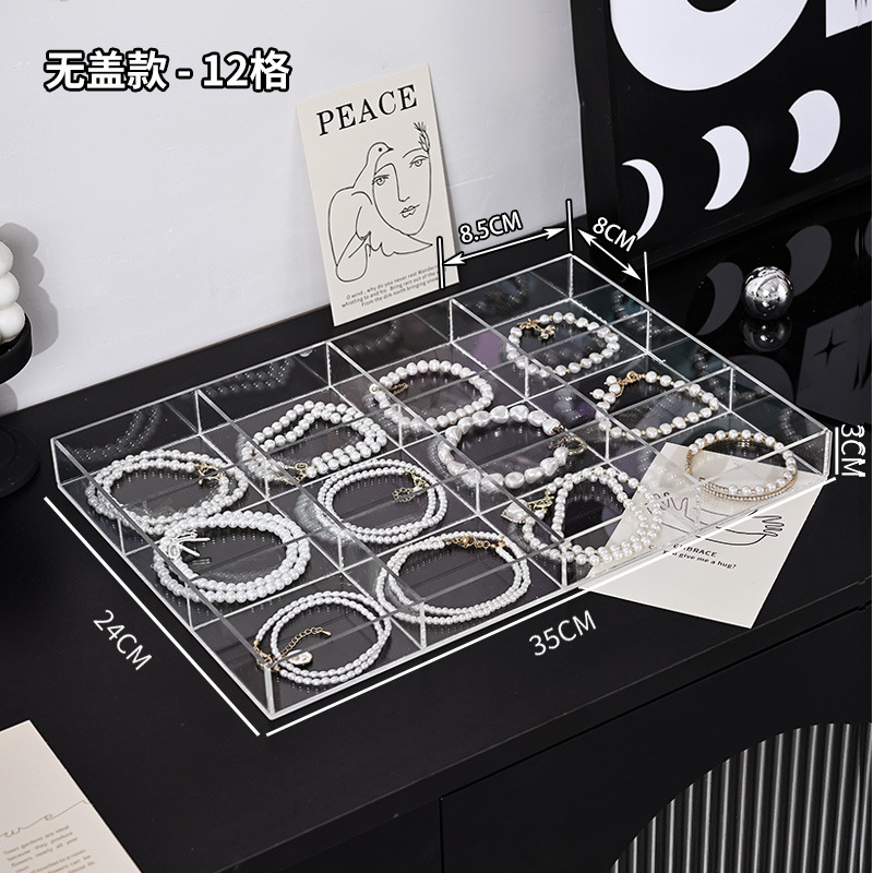 Transparent 12-compartment tray without lid