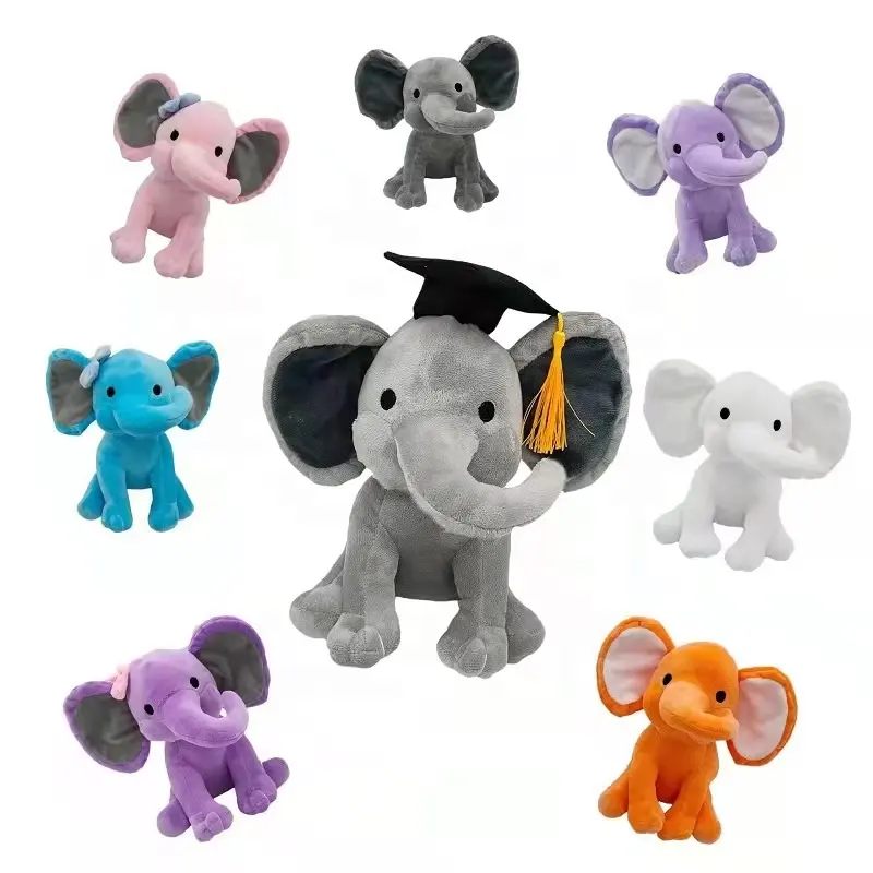 Elefante de peluche personalizado con orejas grandes, nuevo elefante de peluche colorido