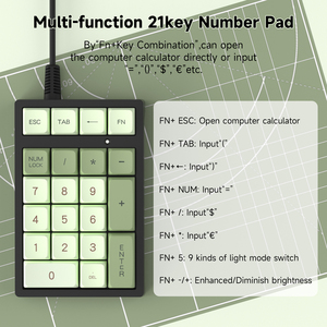 <strong>Numeric</strong> <strong>Keypad</strong> RGB 21 Keys PBT Keycaps for Laptop Notebook Surface Tabulation Accounting Mechanical <strong>Keyboard</strong> <strong>USB</strong> 2.4G Wireless - Product Image 3