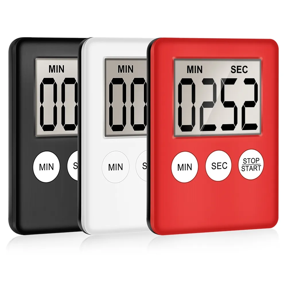 ABS magnétique LCD numérique compte à rebours de cuisine alarme avec support minuterie de cuisine blanche minuterie de cuisine pratique réveil