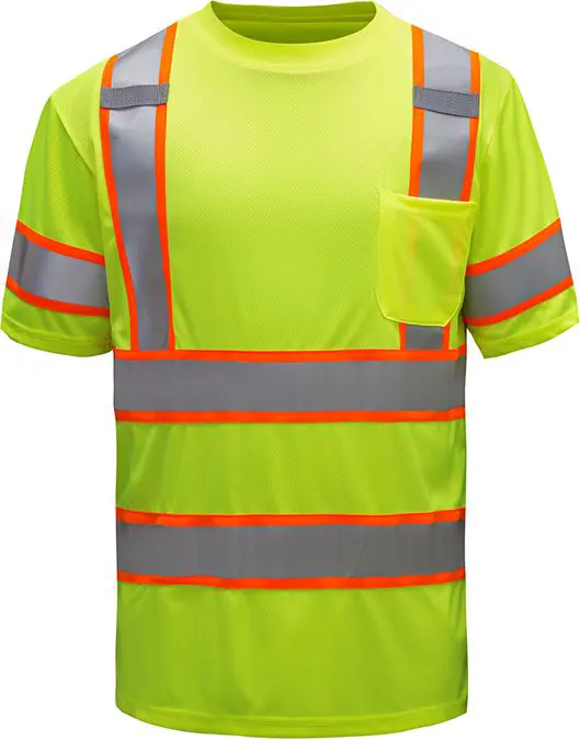 Vendita calda ANSI classe 3 t-shirt a maniche corte in calce ad alta visibilità bicolore camicie da lavoro ad alta visibilità da uomo