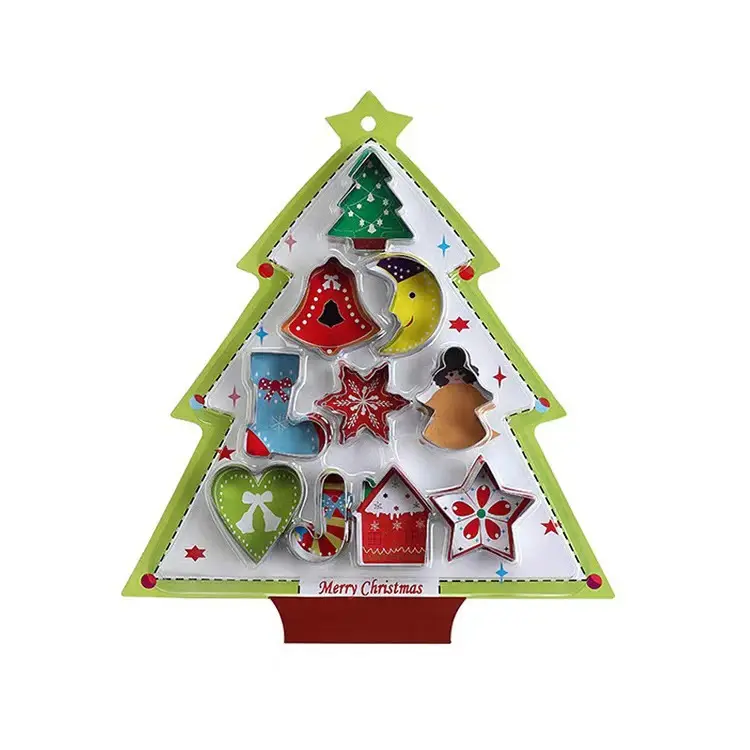 Vendas diretas do fabricante de aço inoxidável biscoito molde Natal multi forma biscoito molde 10 peça conjunto de cozimento do bolo do biscoito