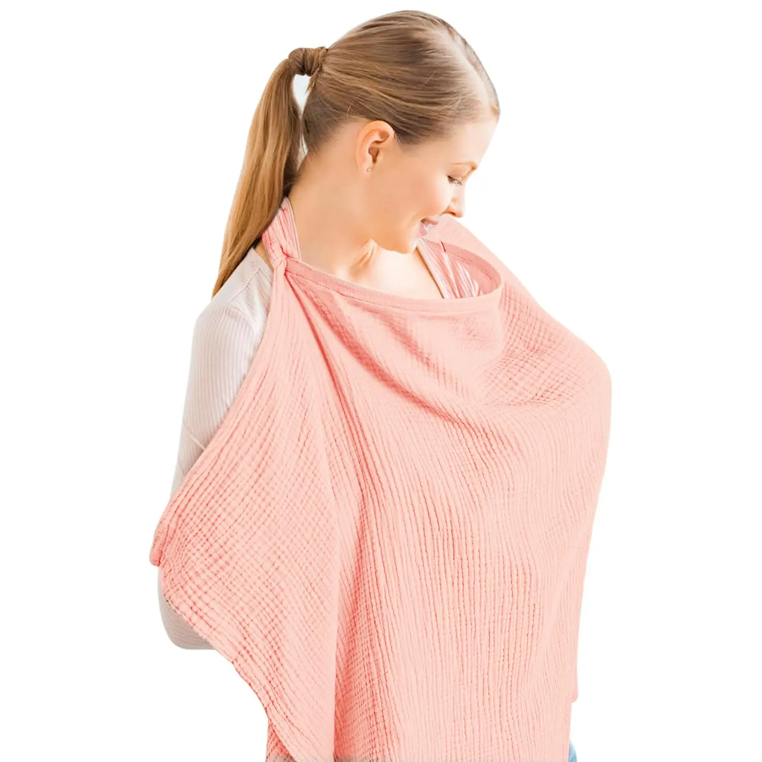 Transpirable bebé alimentación algodón muselina ajustable enfermería cubre lactancia color sólido privacidad al aire libre bufanda