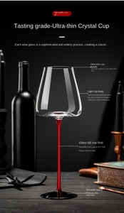 Bộ ly rượu vang Burgundy cao cấp, làm thủ công bằng thủy tinh pha lê, có nơ đen đỏ, kiểu dáng bụng rộng, ly rượu sâm banh, bán buôn - Product Image 6