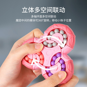 Creativo per il giocattolo di cubo magico a sei lati in plastica Fidget Spinner per bambini e adulti 'decompressione rotante fagiolo Puzzle e giroscopio - Product Image 4