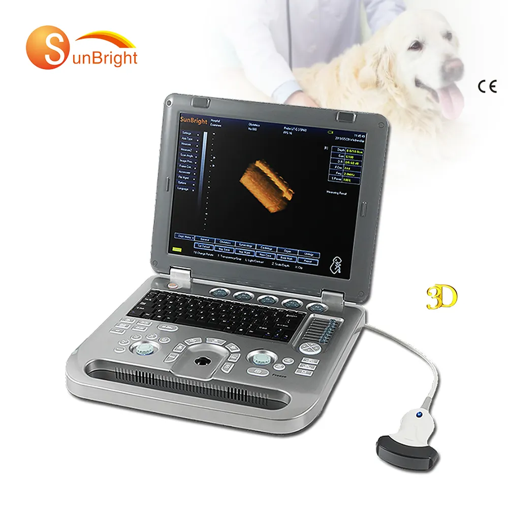Sunbright 800d celular barato 15 polegadas tela portátil bw 3d imagens animal dispositivo de ultrassom