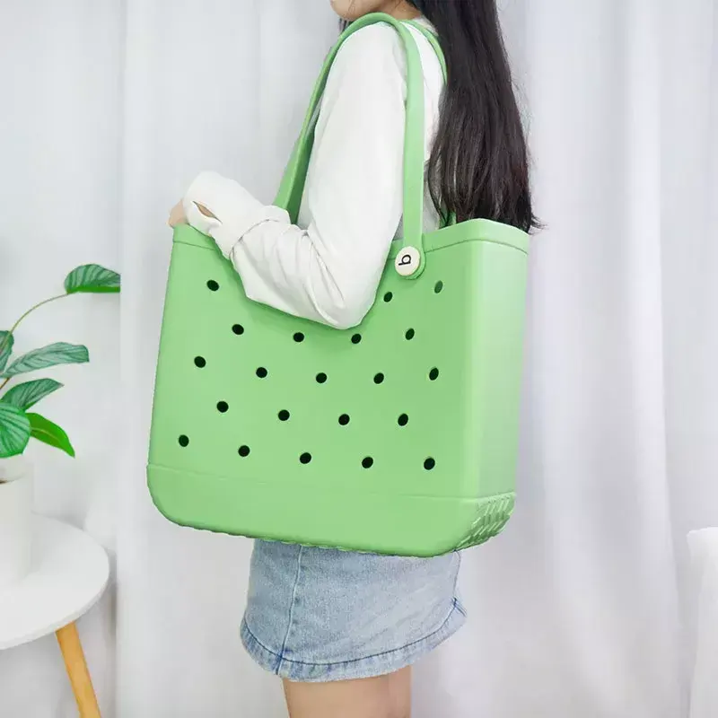 Bolsa feminina à prova d'água grande sacola de compras gelatinosa para mulheres, bolsa de EVA ecológica para doces e bolsas femininas, bolsa de silicone para praia