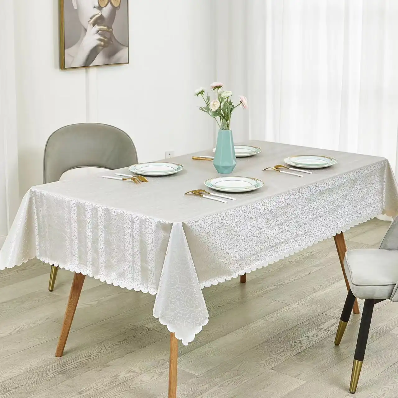 Most Popular Classic PVC Soft Waterproof Tablecloth for Your Dining Table